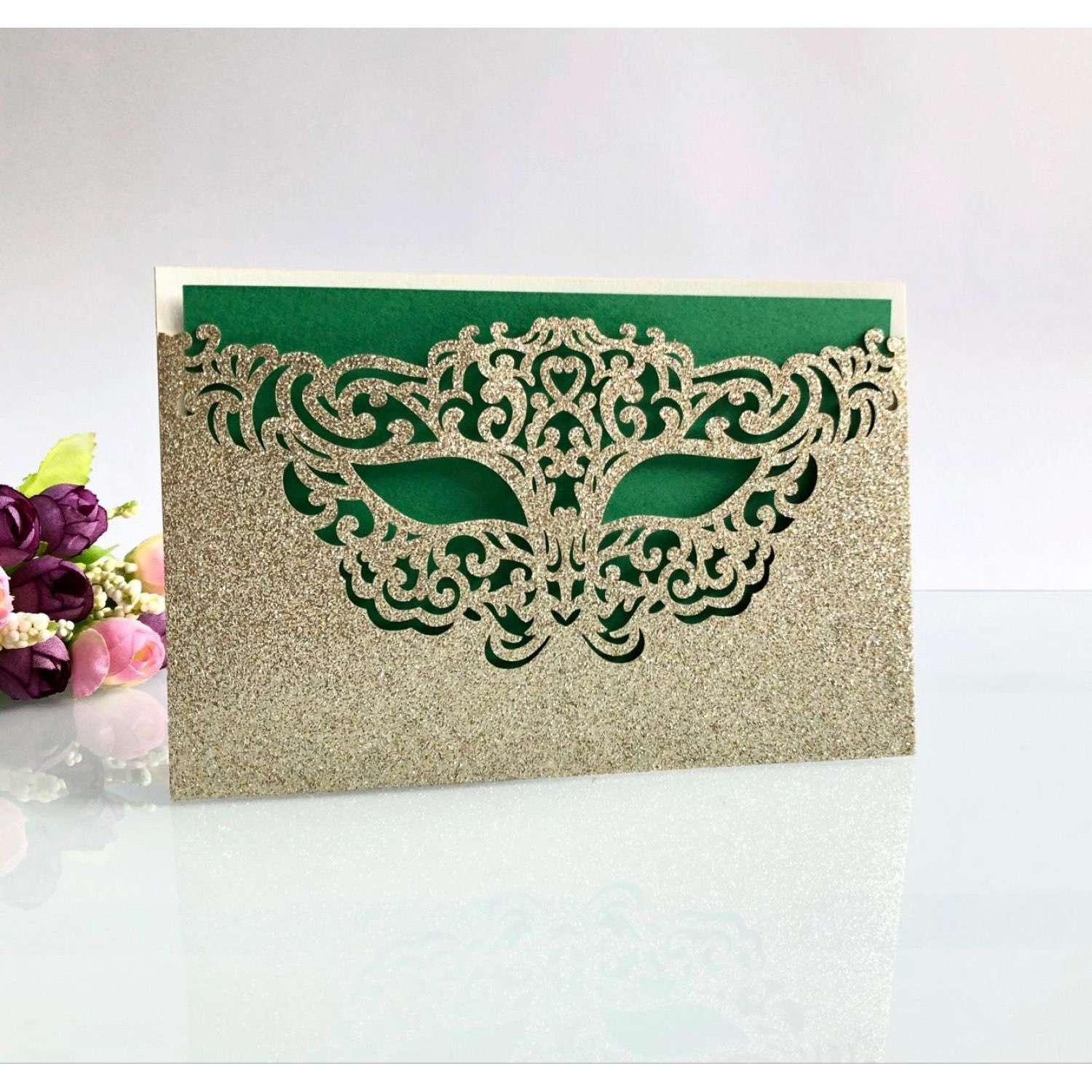 Party Invitation Card Birthday Card Glitter Paper Laser Mask 